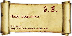 Haid Boglárka névjegykártya